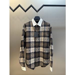 LV 루이비통 브라운 플란넬 체크 셔츠 의류