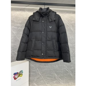 Prada 프라다 Re-Nylon 재생 원단 후드 다운 패딩 점퍼 의류