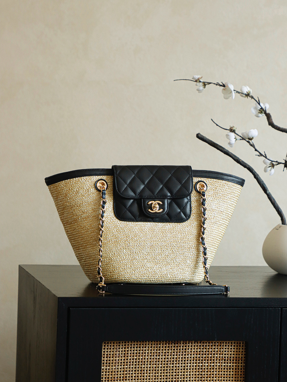 Chanel 26C 위빙 샤넬 쇼핑백 숄더백 가방 (라지)