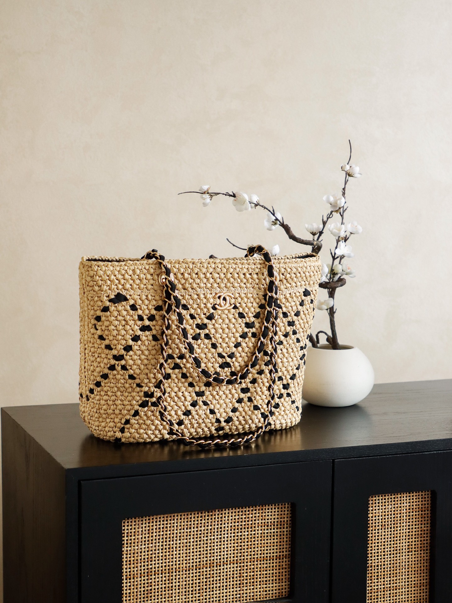 Chanel 26C 샤넬 수작업 위빙 쇼핑백 숄더백 가방 (라지)