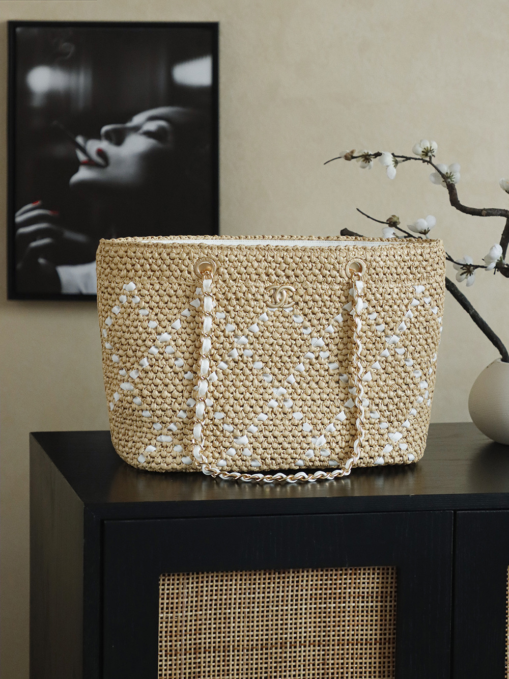 Chanel 26C 샤넬 수작업 위빙 쇼핑백 숄더백 가방 (라지)