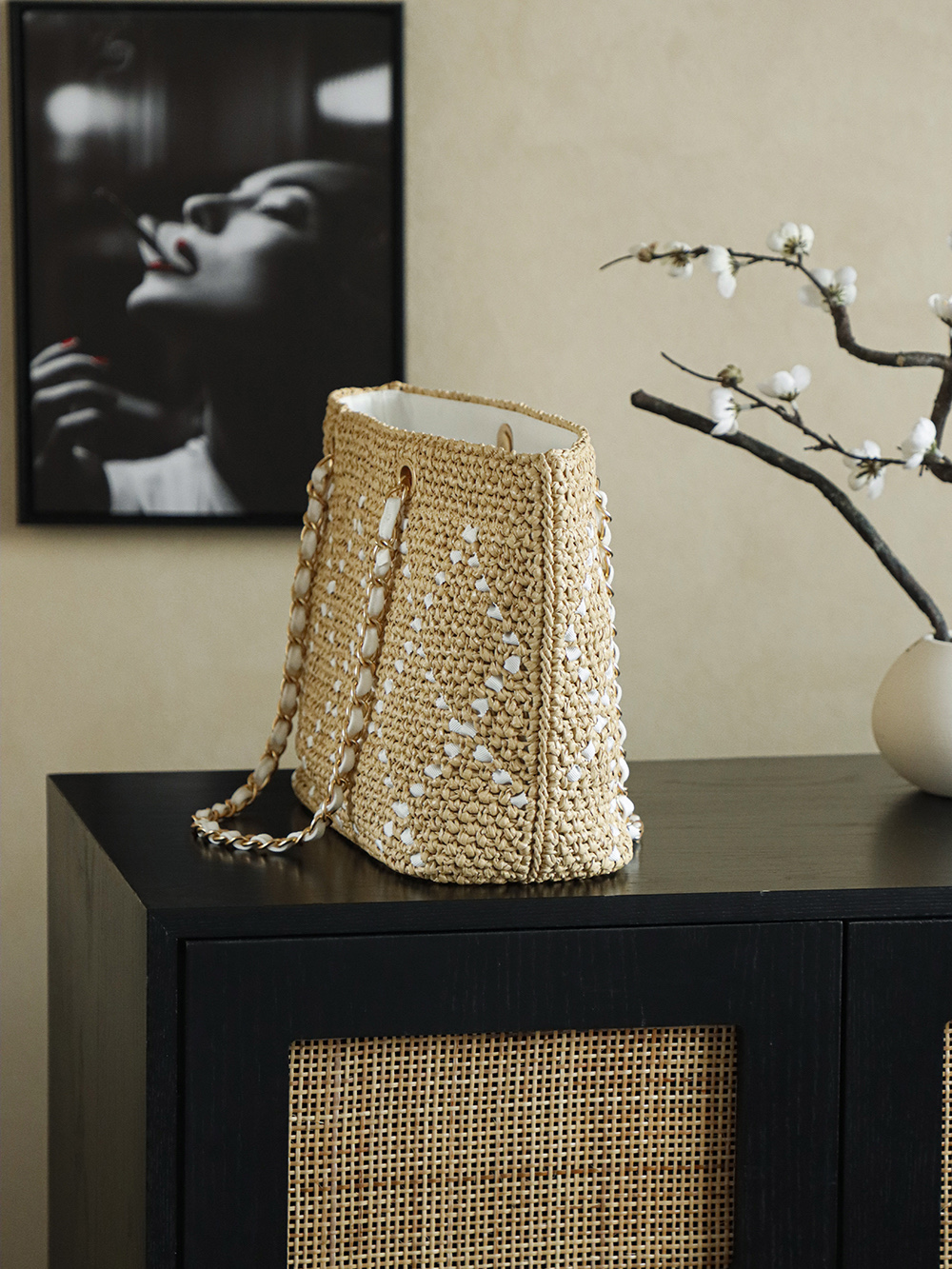 Chanel 26C 샤넬 수작업 위빙 쇼핑백 숄더백 가방 (라지)