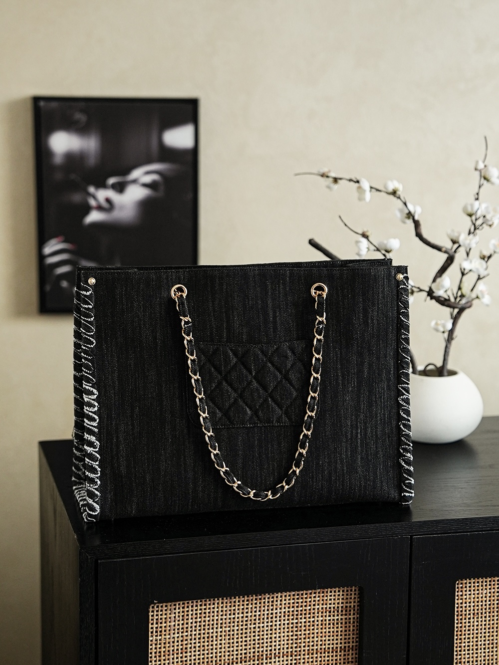 Chanel 샤넬 빈티지 ‘미드나잇 플라이트’ 데님 토트백 가방