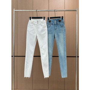 Chanel 샤넬 오리지널 퍼 밍크 라이닝 스키니 진 청바지 팬츠 의류