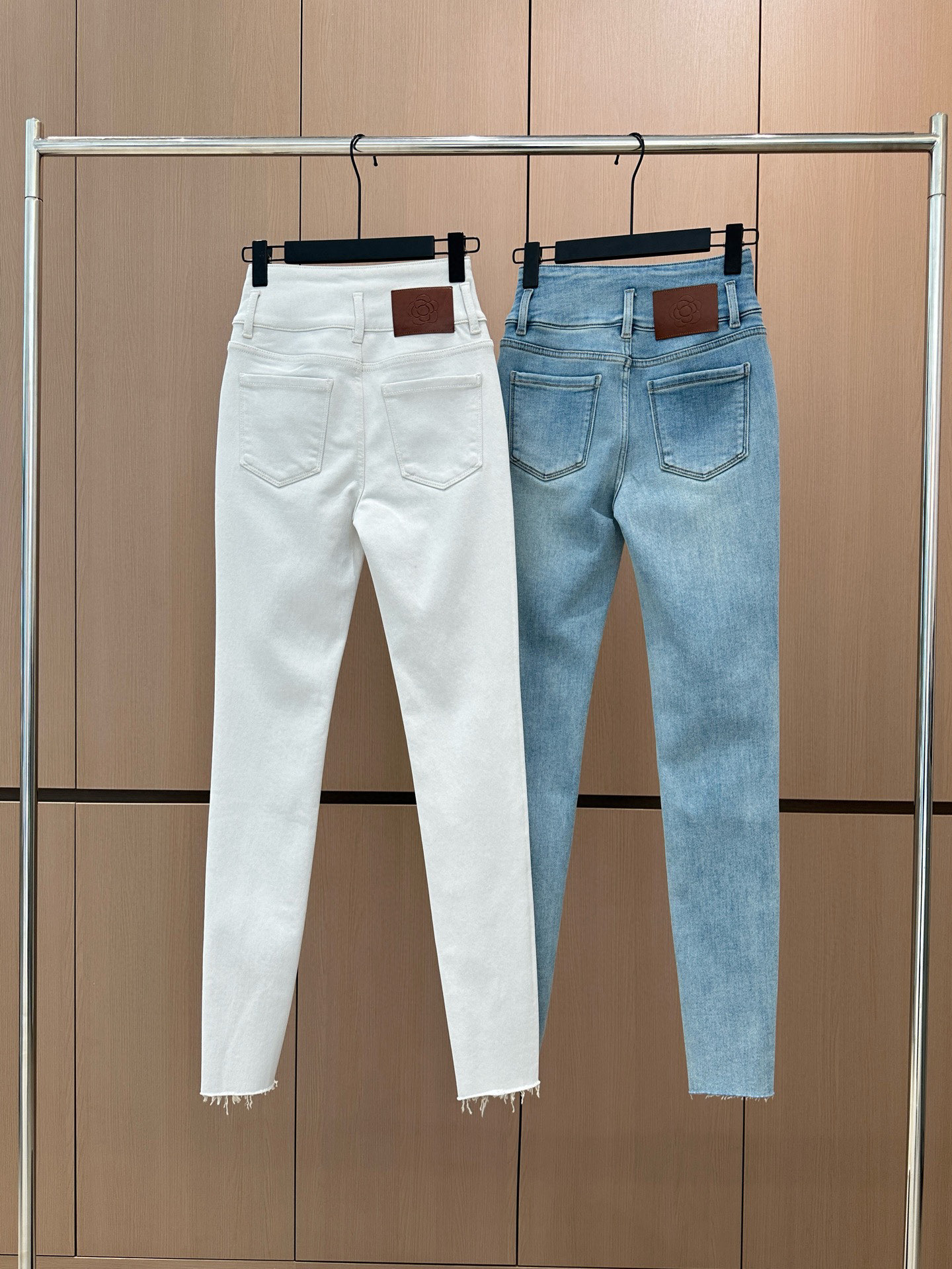 Chanel 샤넬 오리지널 퍼 밍크 라이닝 스키니 진 청바지 팬츠 의류