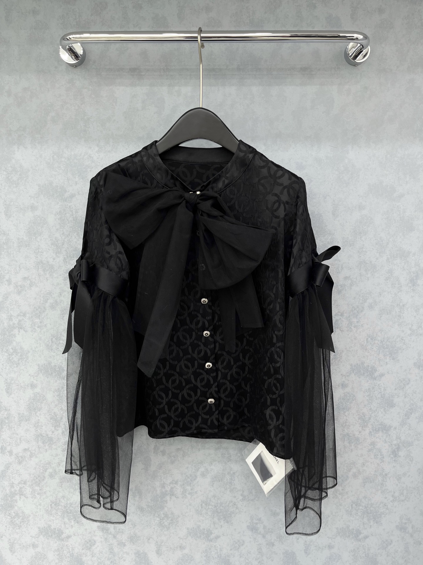 Chanel 샤넬 메쉬 배색 자카드 셔츠 블라우스 의류