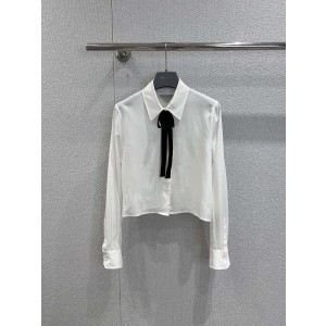 Prada 프라다 화이트 실크 타이 블라우스 셔츠 의류