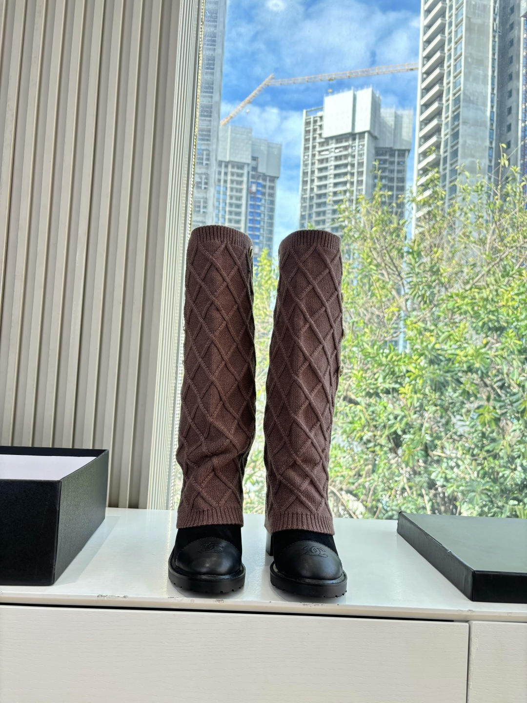 Chanel 샤넬 스티치 니트 부츠 신발