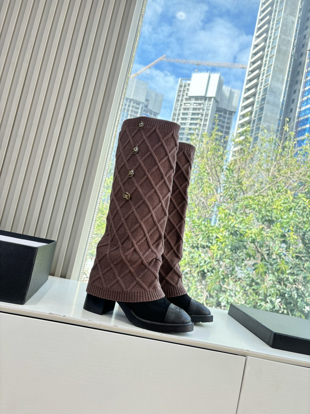 Chanel 샤넬 스티치 니트 부츠 신발