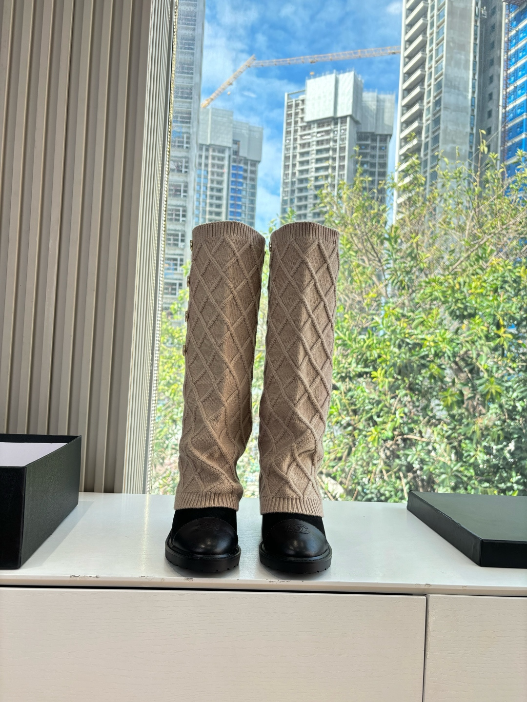 Chanel 샤넬 스티치 니트 부츠 신발