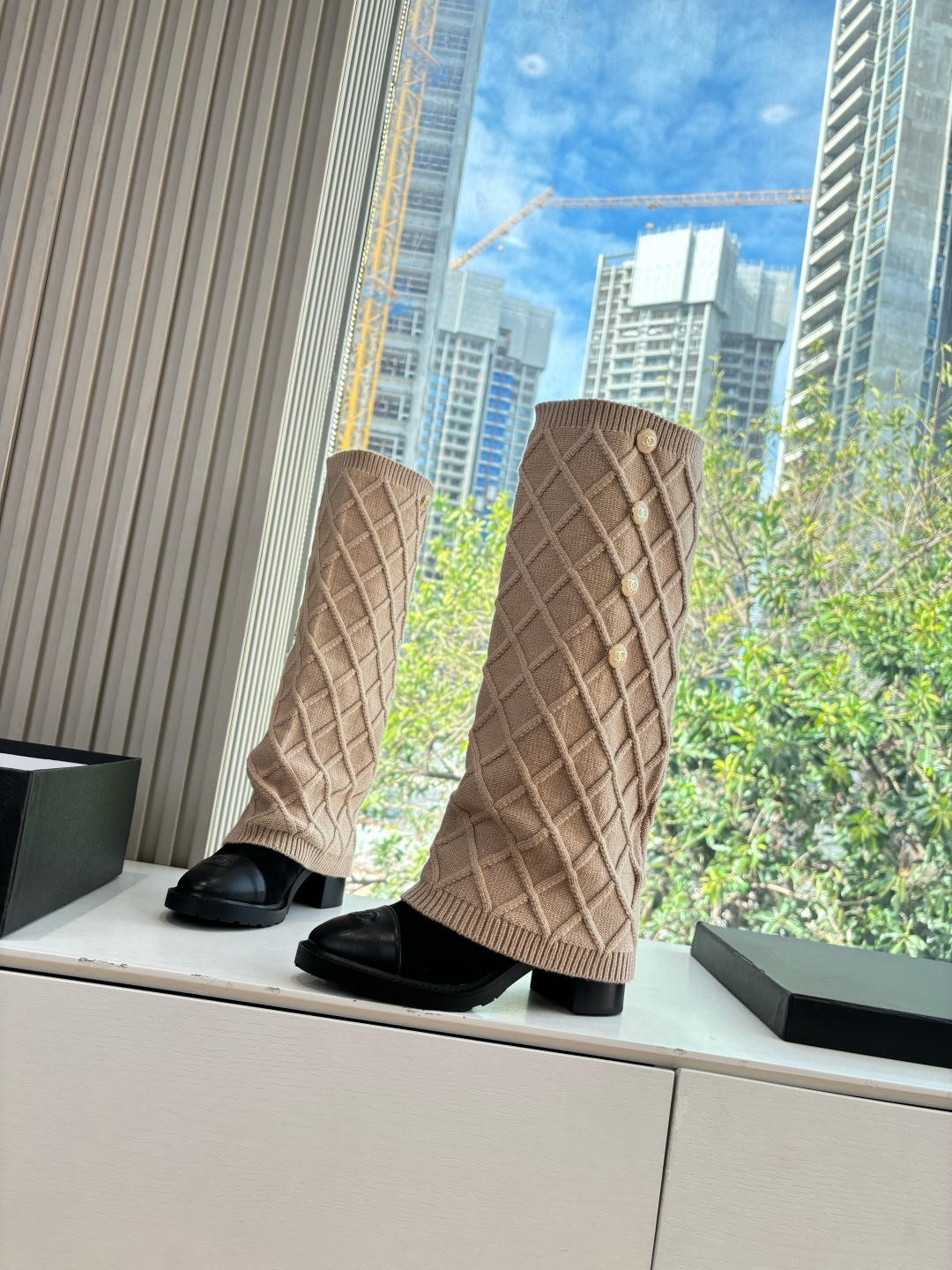 Chanel 샤넬 스티치 니트 부츠 신발