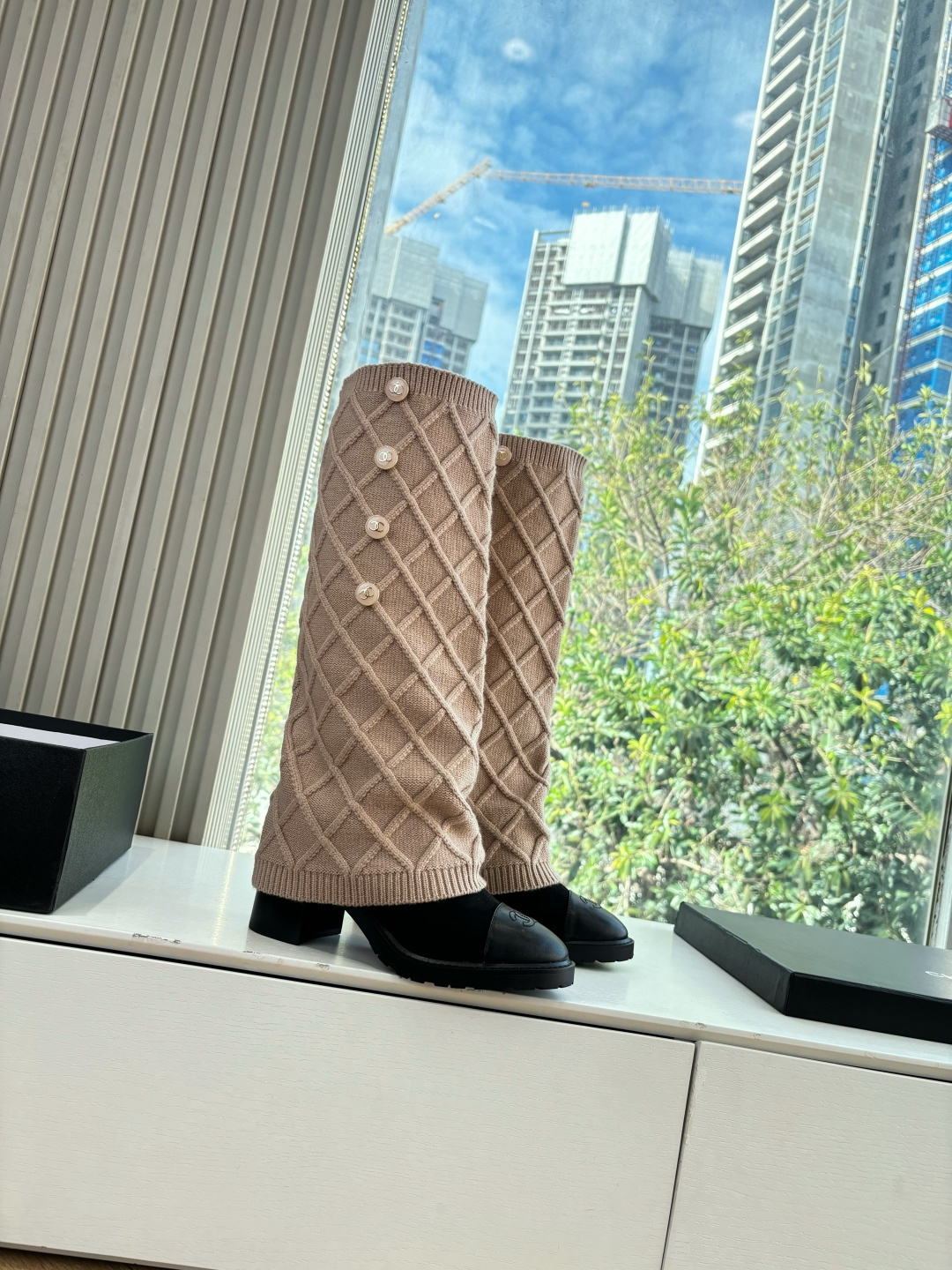 Chanel 샤넬 스티치 니트 부츠 신발