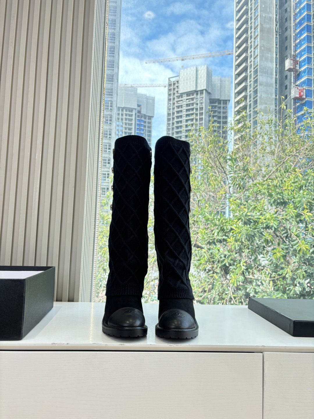 Chanel 샤넬 스티치 니트 부츠 신발