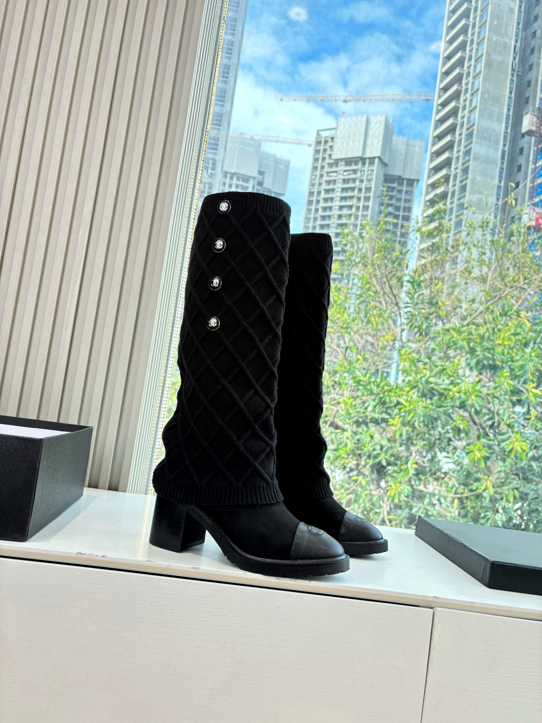 Chanel 샤넬 스티치 니트 부츠 신발