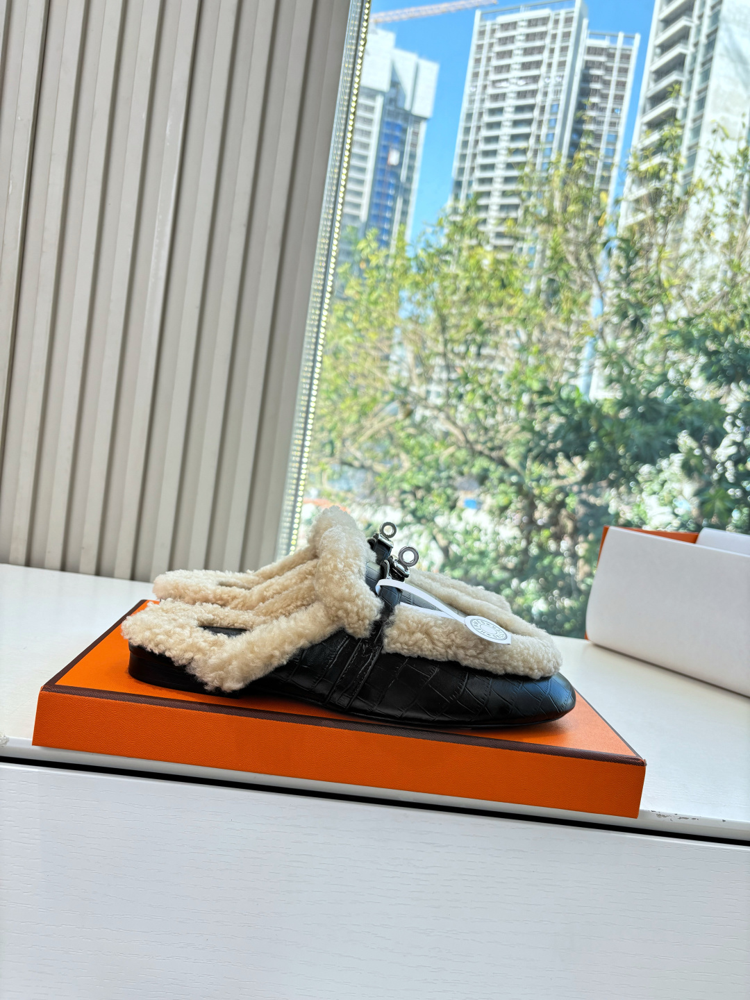 Hermes 에르메스 테디 퍼 슬리퍼 신발