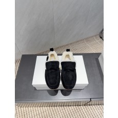 THE ROW 더 로우 모직 시어링 털 라운드 퍼 플랫 로퍼 신발