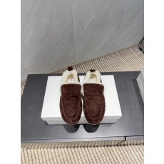 THE ROW 더 로우 모직 시어링 털 라운드 퍼 플랫 로퍼 신발