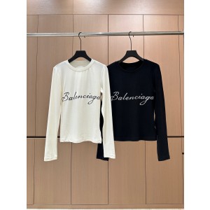 Balenciaga 발렌시아가 진주 장식 기모 베이직 긴팔 티셔츠 의류