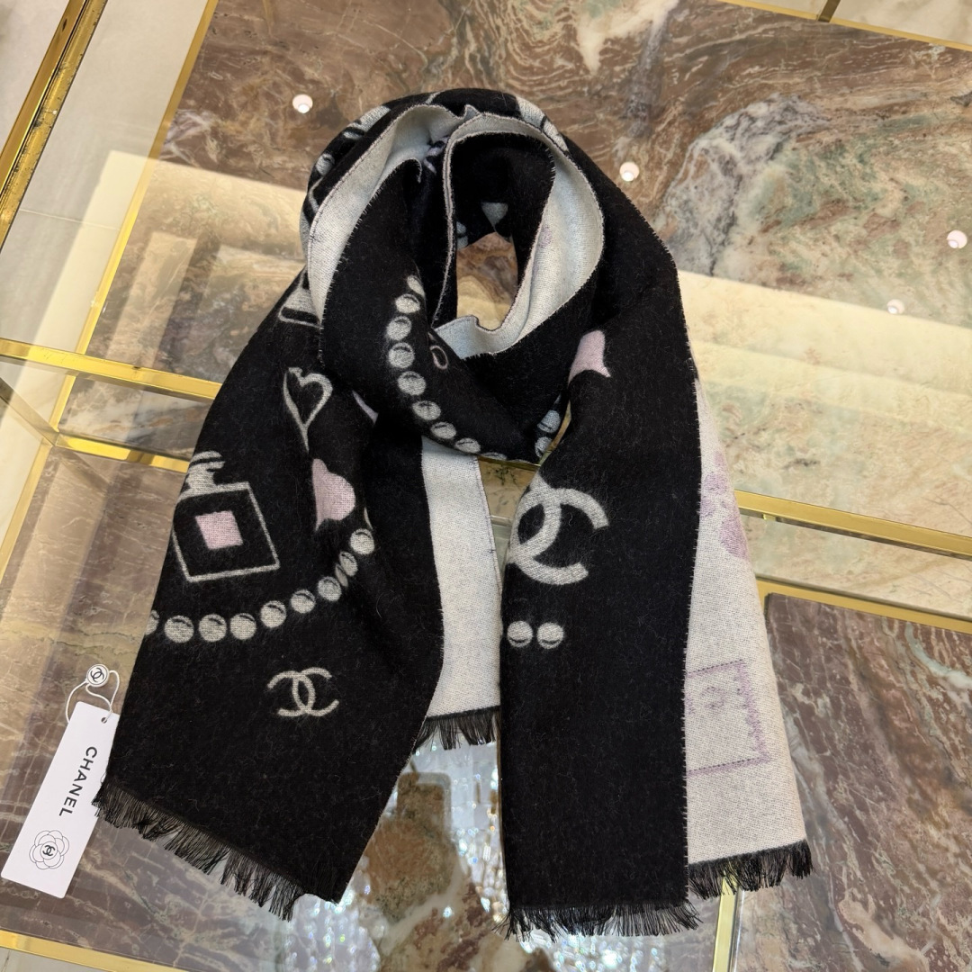 Chanel 샤넬 25B coco 진주 코코 스카프 머플러 목도리