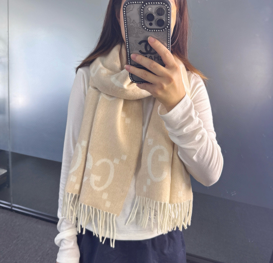 Gucci 구찌 G 로고 양면 캐시미어 머플러 목도리