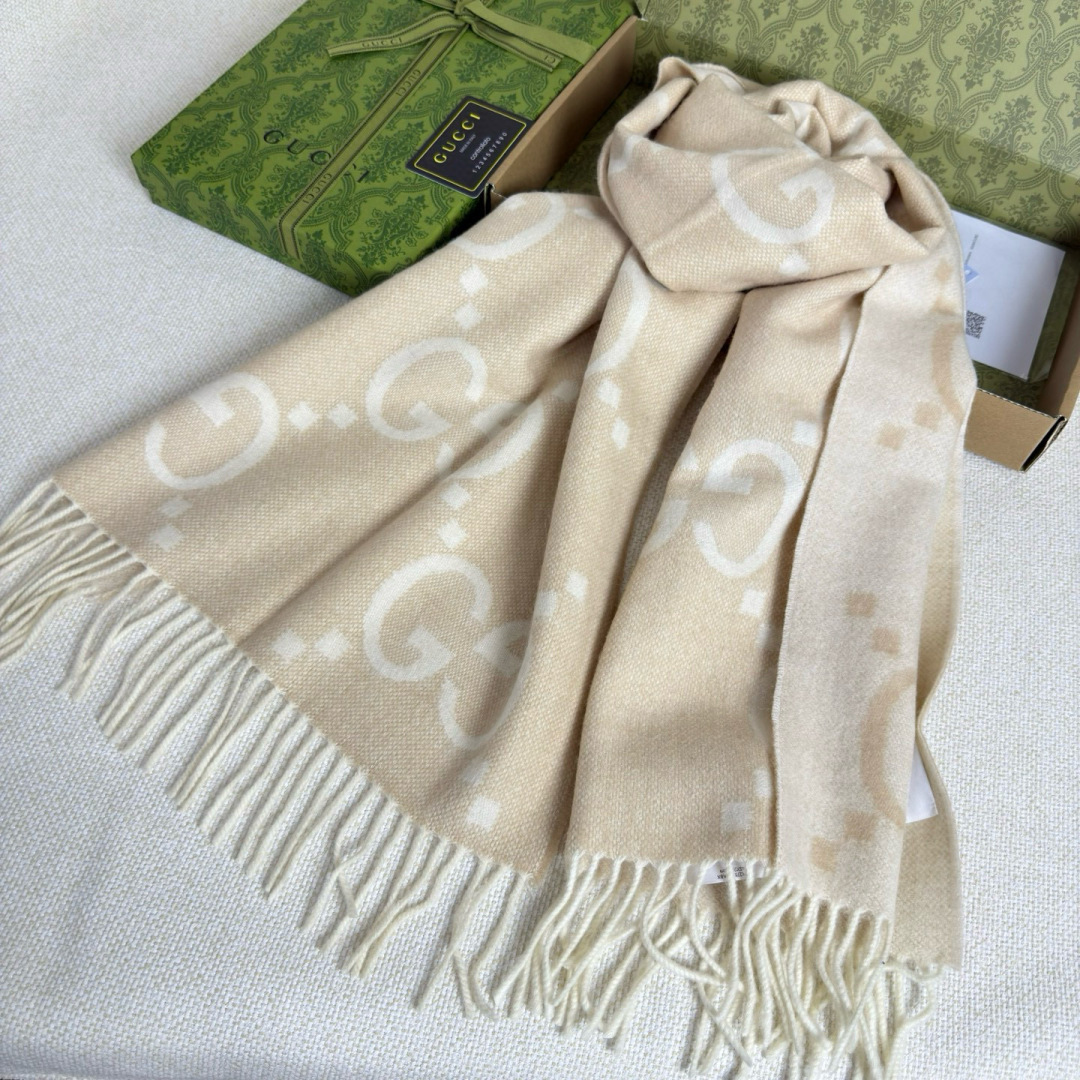 Gucci 구찌 G 로고 양면 캐시미어 머플러 목도리