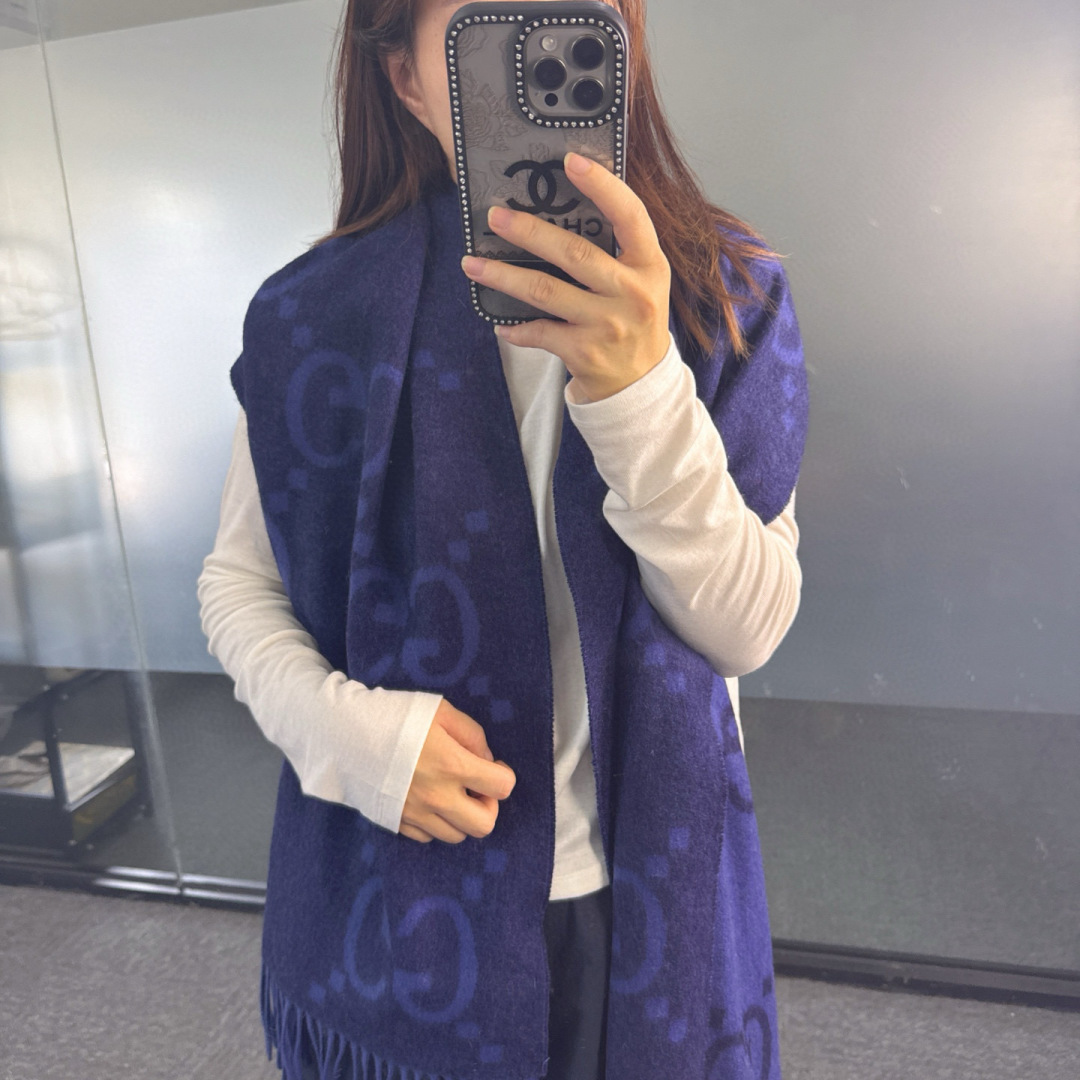 Gucci 구찌 G 로고 양면 캐시미어 머플러 목도리