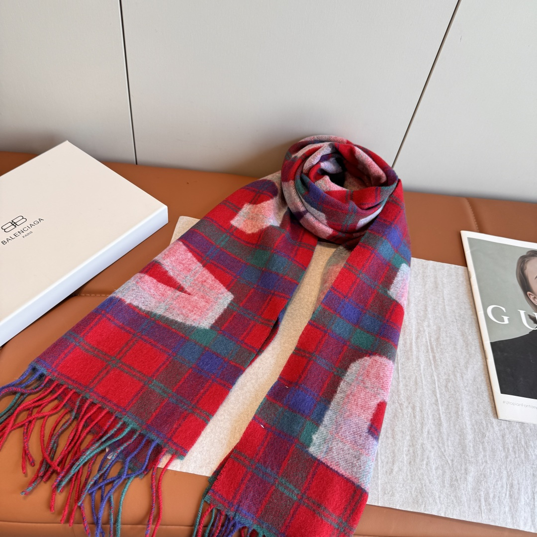 Balenciaga 발렌시아가 인기 클래식 로고 체크 머플러 목도리