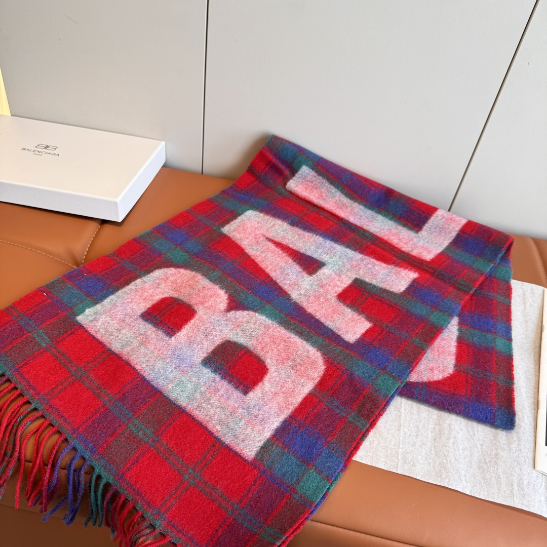 Balenciaga 발렌시아가 인기 클래식 로고 체크 머플러 목도리