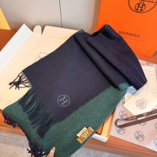 Hermes 에르메스 H 로고 양모 머플러 목도리