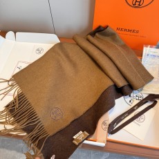 Hermes 에르메스 H 로고 양모 머플러 목도리