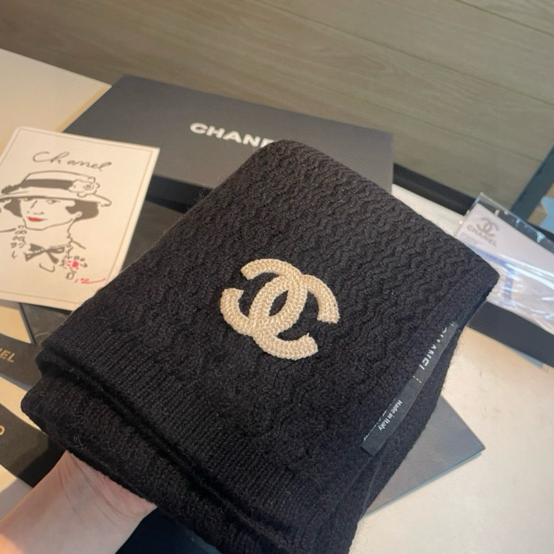 Chanel 샤넬 자수 니트 머플러 목도리