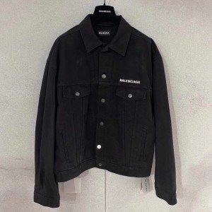 Balenciaga 발렌시아가 블랙 크루 자수 데님 재킷 자켓 의류