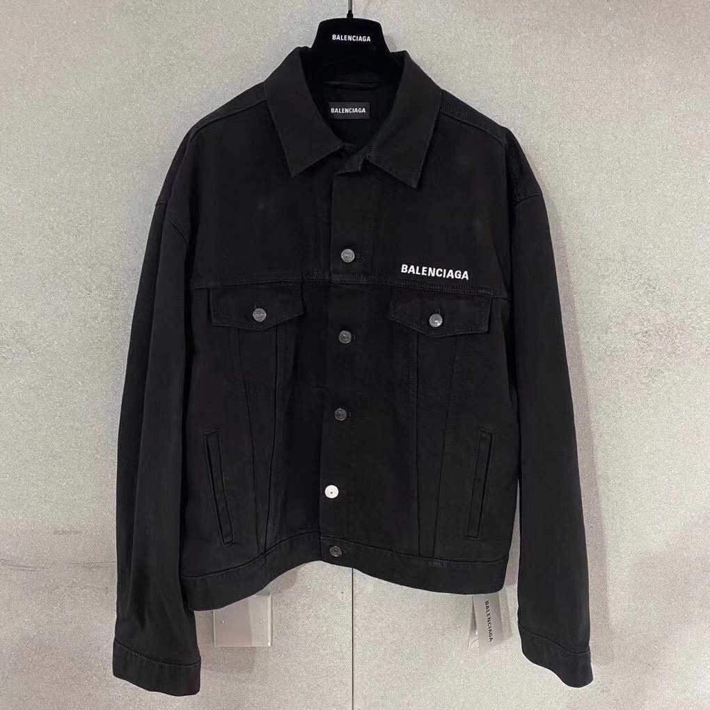 Balenciaga 발렌시아가 블랙 크루 자수 데님 재킷 자켓 의류
