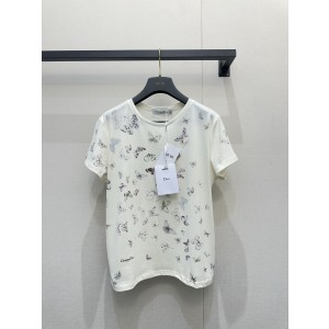 Dior CD 디올 라운드넥 버터플라이 프린트 반팔 티셔츠 의류