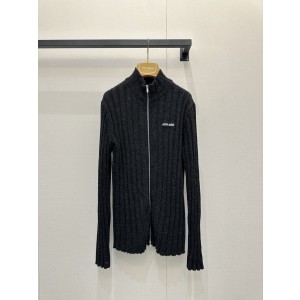 miumiu 미우미우 슬림핏 니트 지퍼 집업 탑 상의 의류