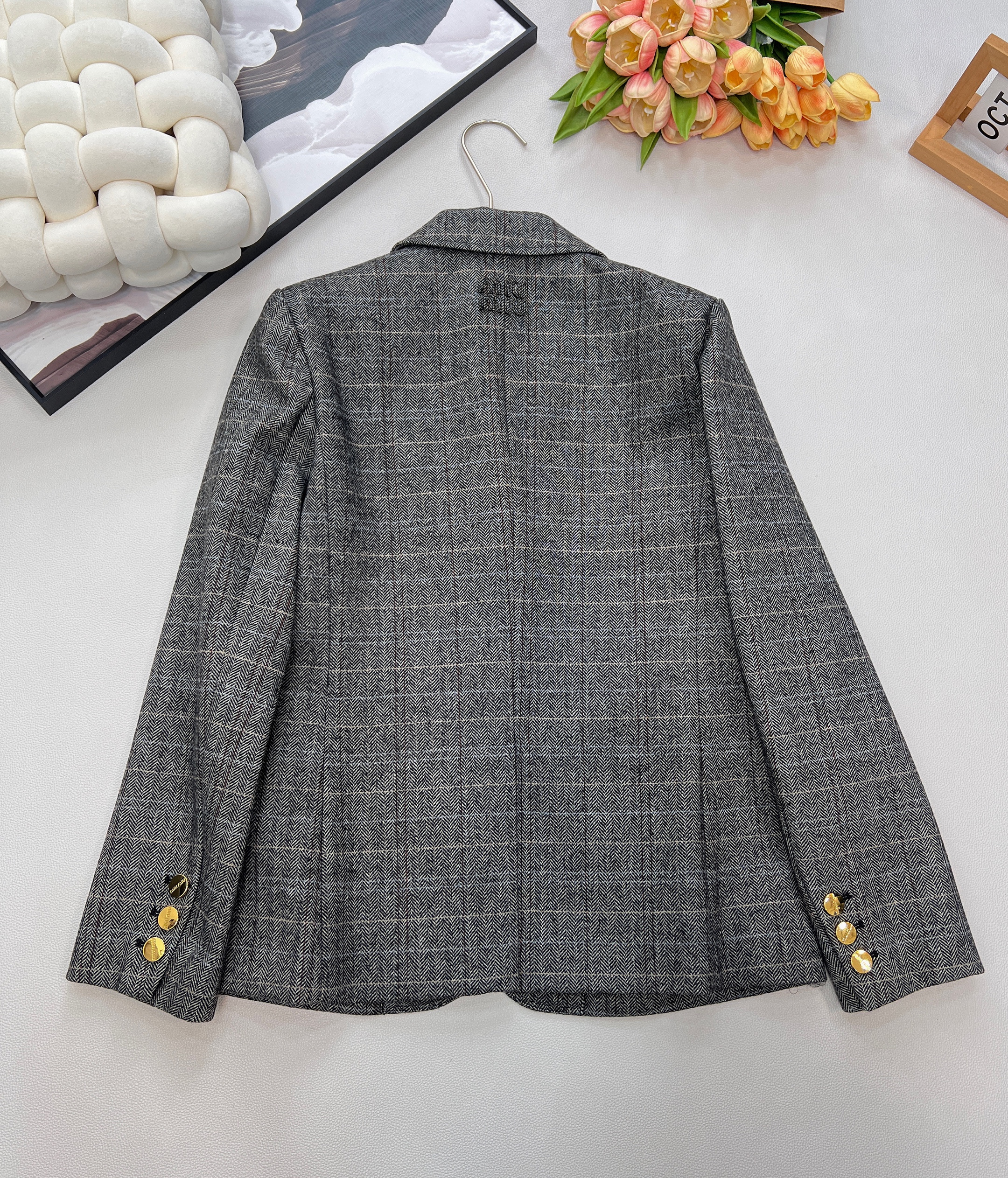 MiuMiu 미우미우 카라 울 트위드 블레이저 정장 자켓 재킷 의류