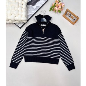 miumiu 미우미우 하프 플래킷 카라 스트라이프 니트 의류