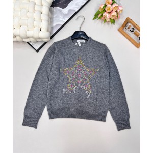 DIOR CD 디올 펜타그램 플라워 자수 라운드넥 니트 의류