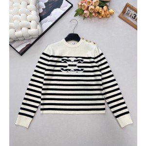 Celine 셀린느 스트라이프 숄더 금장 버튼 니트 의류