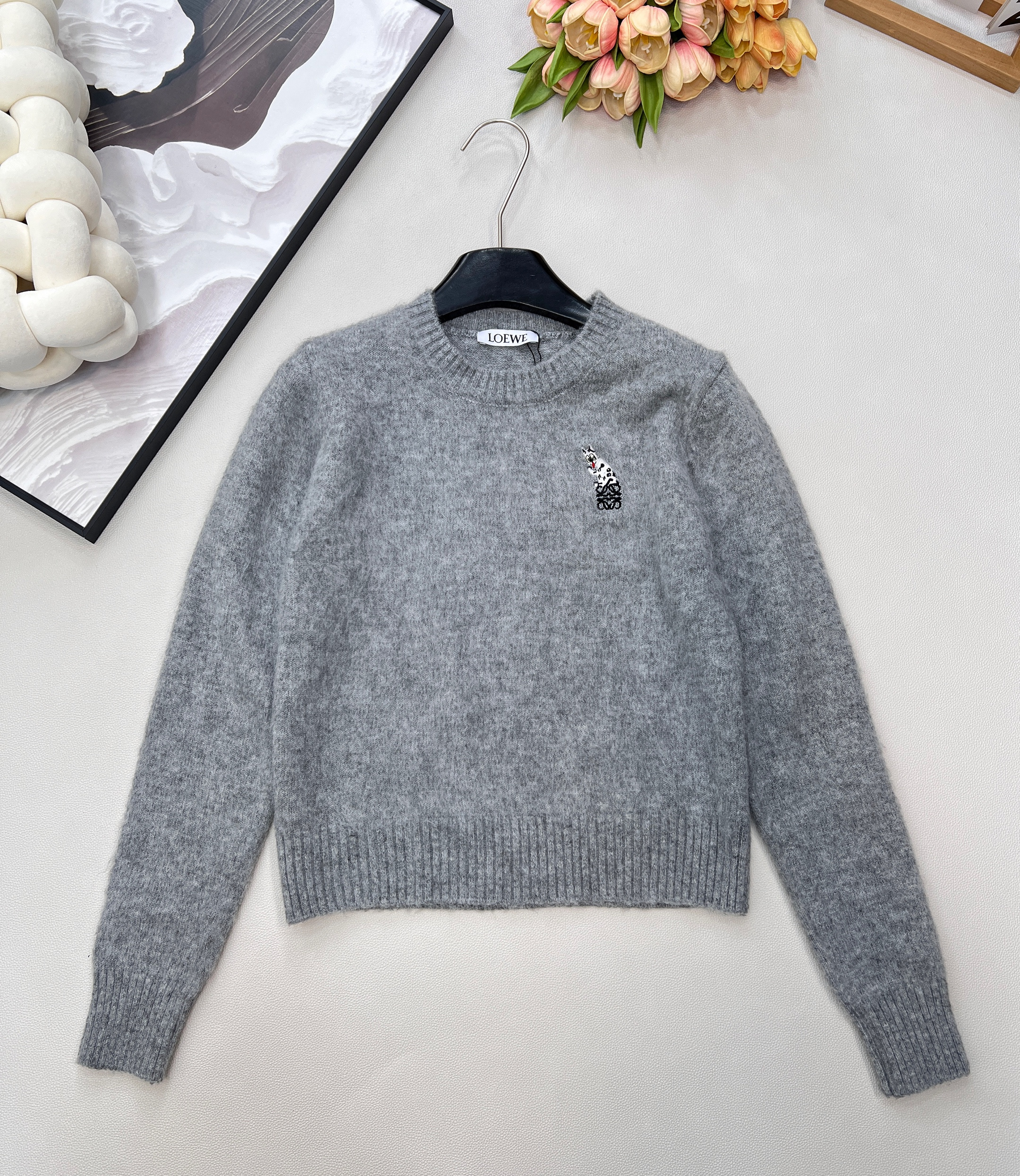 Loewe 로에베 자수 고양이 니트 의류