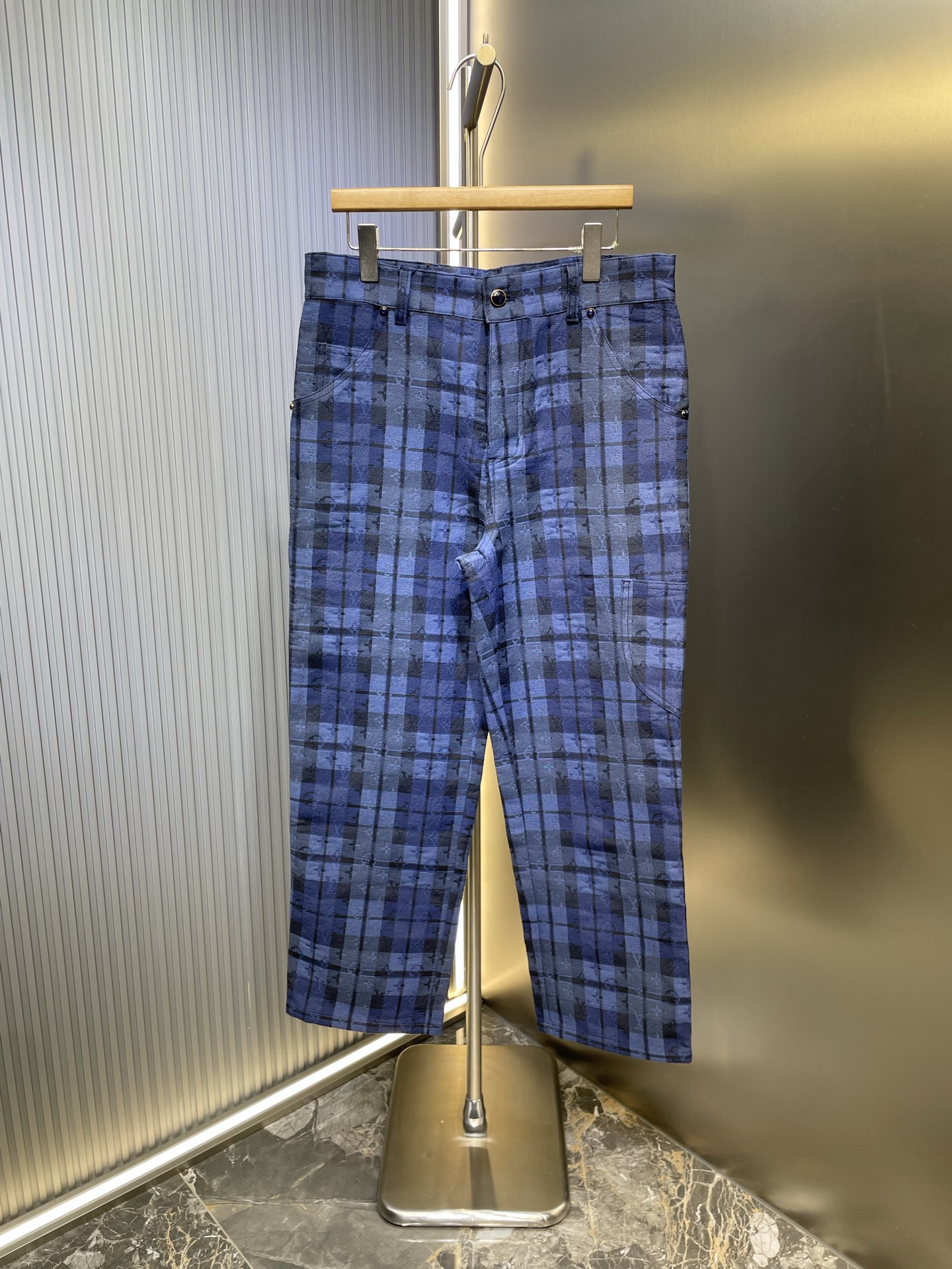 LOUIS VUITTON LV 루이비통 모노그램 체크 워크 데님 팬츠 바지 의류