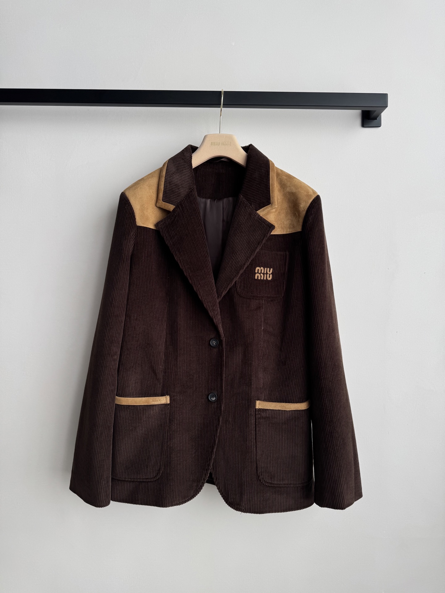 miumiu 미우미우 코듀로이 & 스웨이드 패치워크 블레이저 자켓 재킷 의류