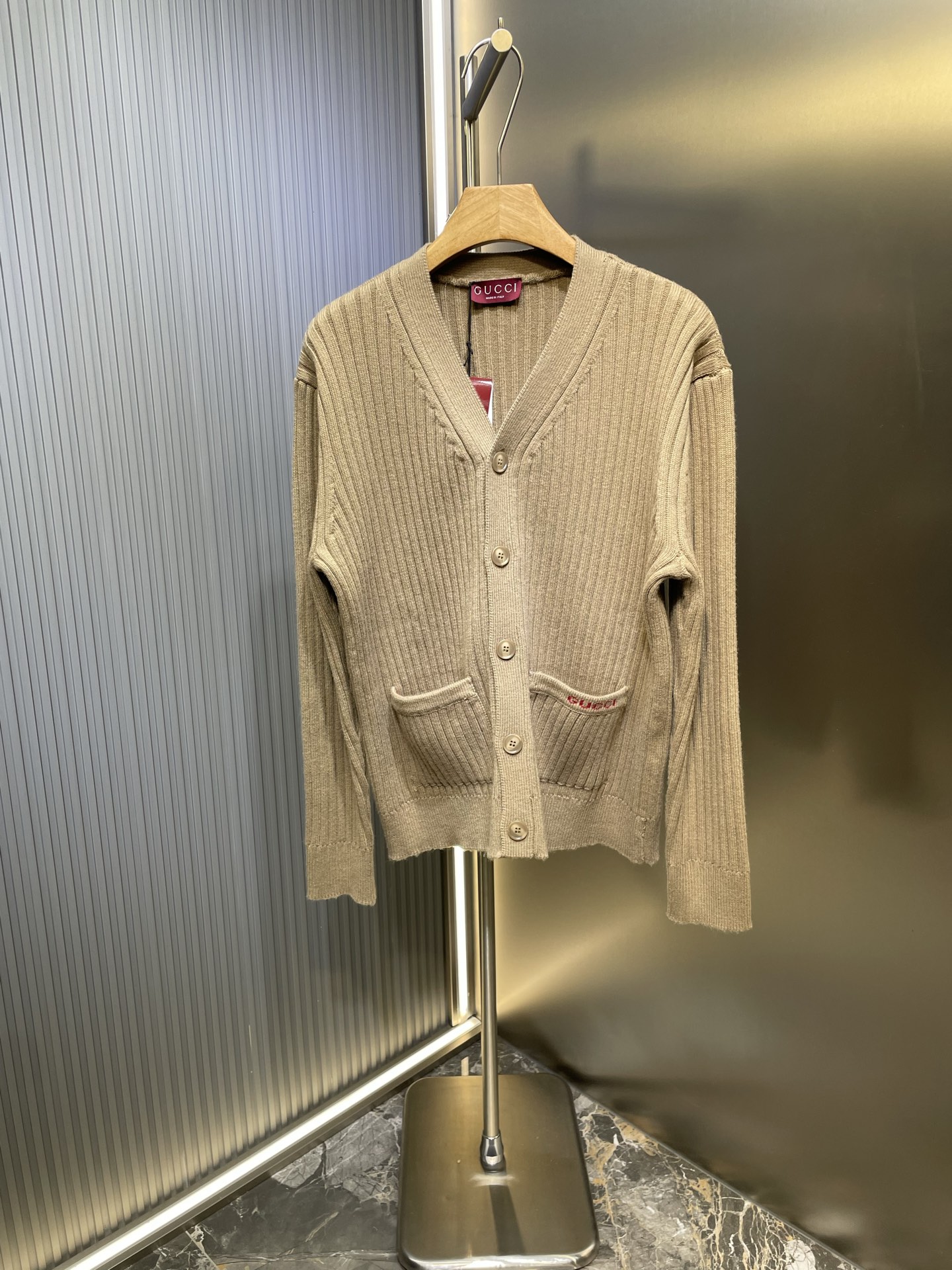 GUCCI 구찌 울/캐시미어 골지 니트 가디건 의류