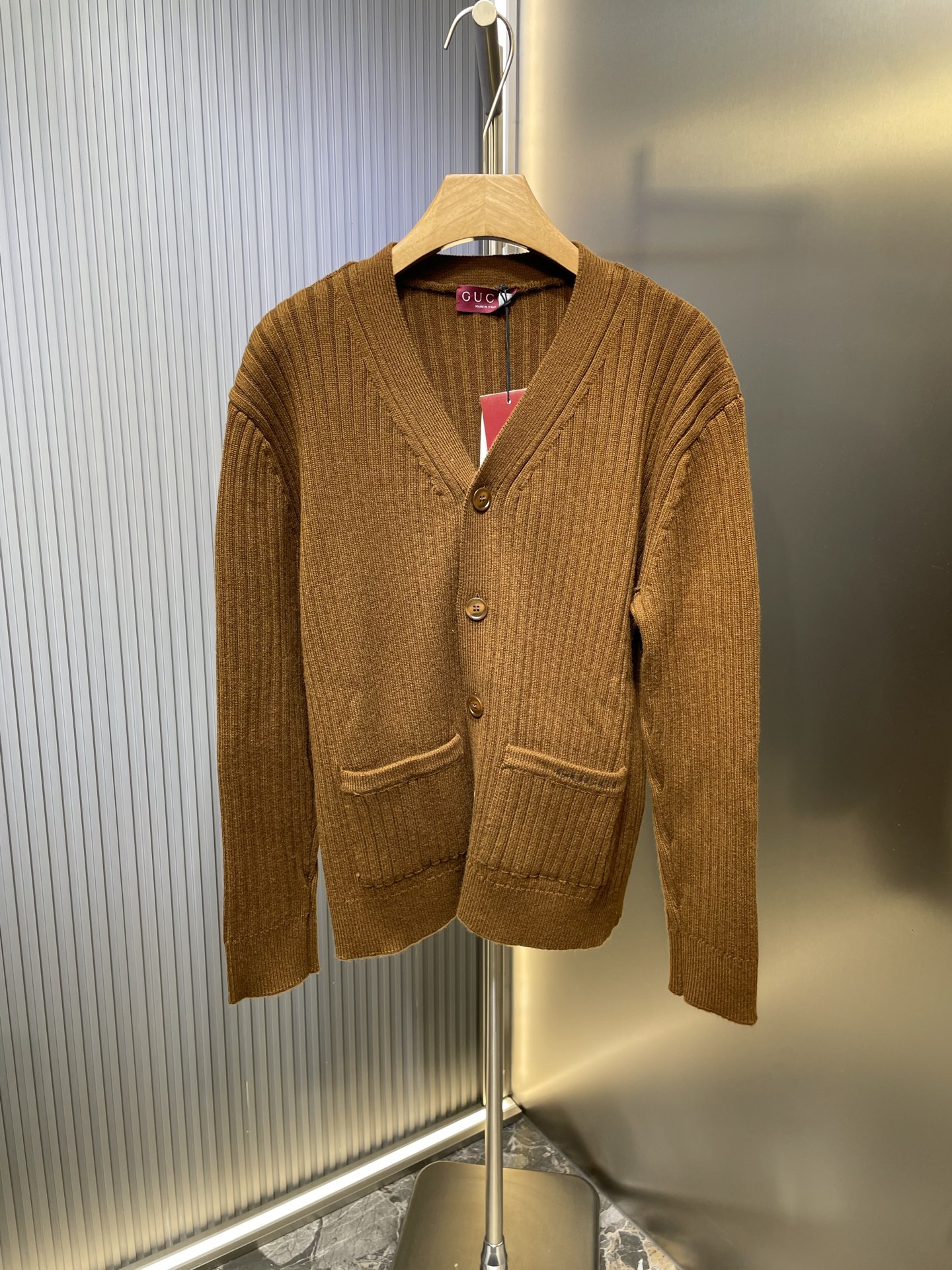 GUCCI 구찌 울/캐시미어 골지 니트 가디건 의류