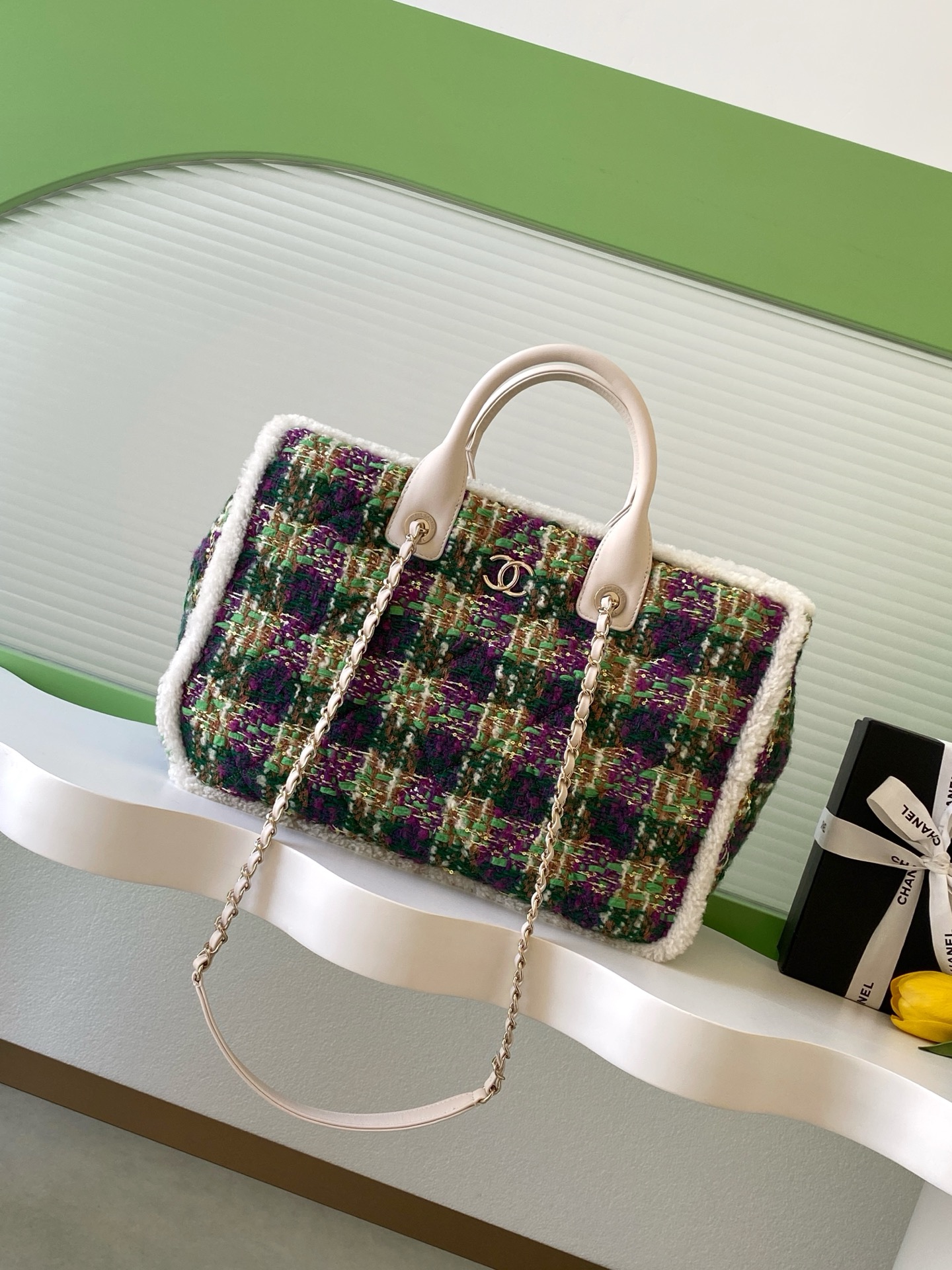 Chanel 샤넬 25N 트위드 토트백 숄더백 가방 라지