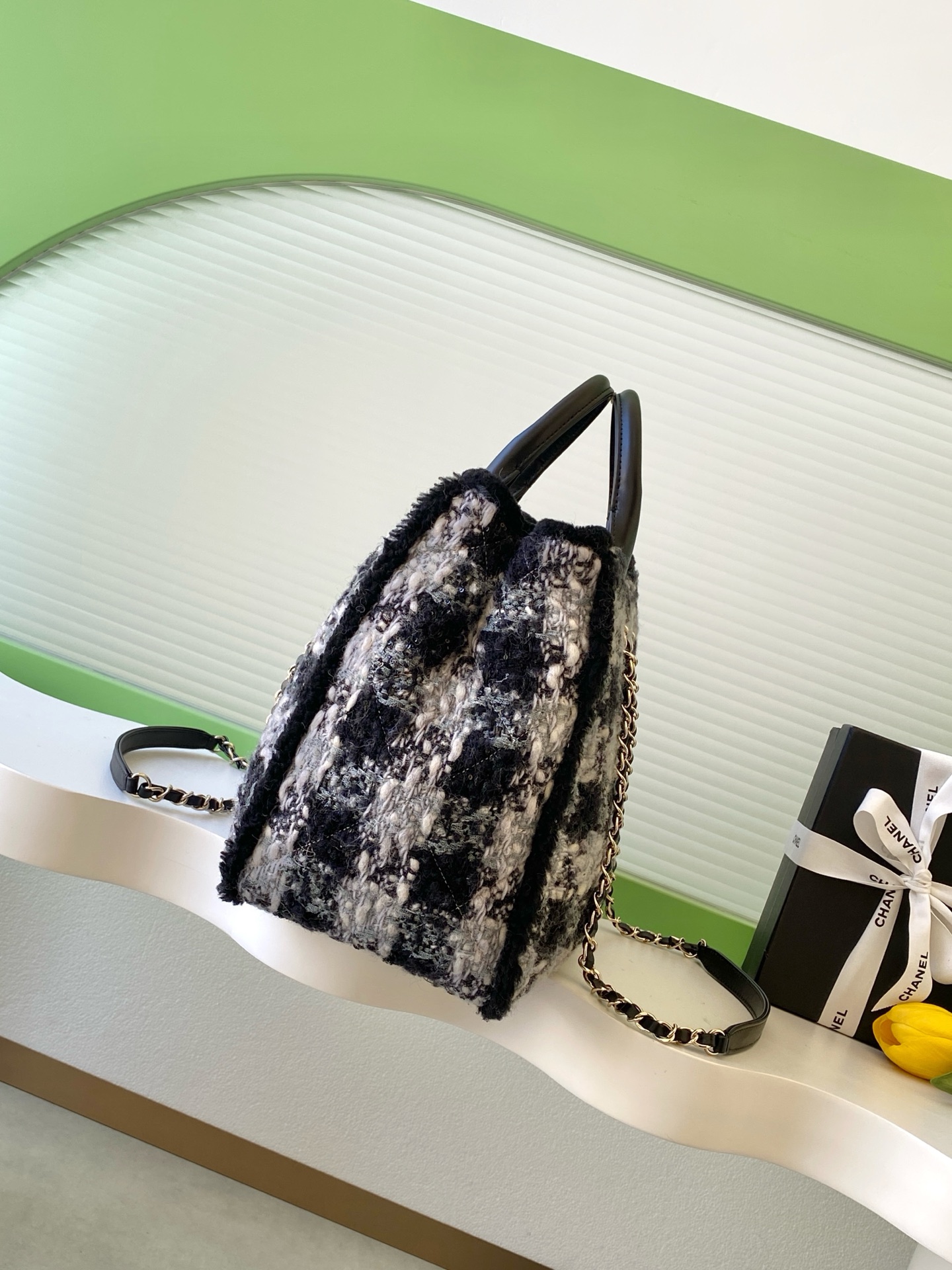 Chanel 샤넬 25N 트위드 토트백 가방 라지