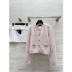 Chanel 샤넬 핑크 울 가디건 자켓 재킷 의류