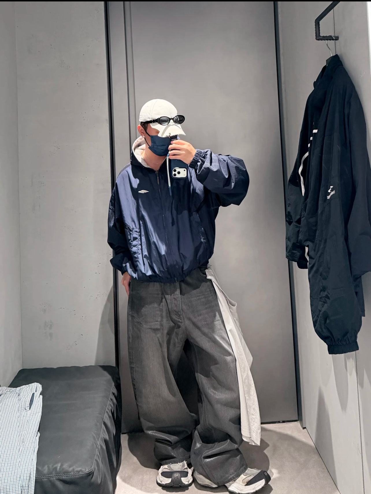 Balenciaga 발렌시아가 그레이블루 리버시블 후드 집업 자켓 재킷 의류