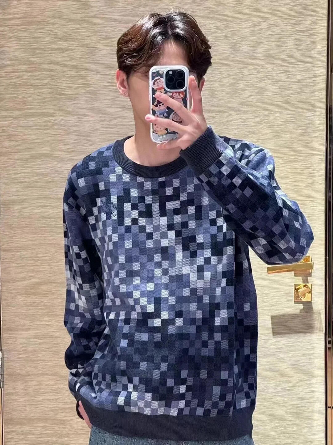 LV 루이비통 라운드넥 리브 조직 니트 의류