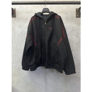 Balenciaga 발렌시아가 블랙·레드 배색 리버시블 후드 집업 자켓 재킷 의류